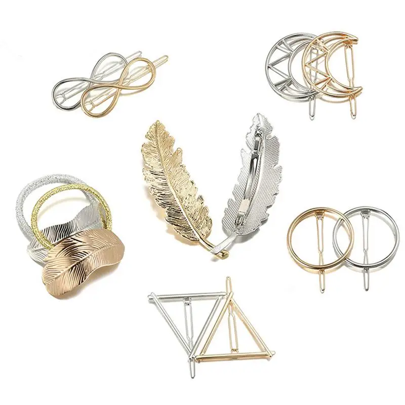 Простая заколка для волос 12 шт. модные геометрические заколки из сплава