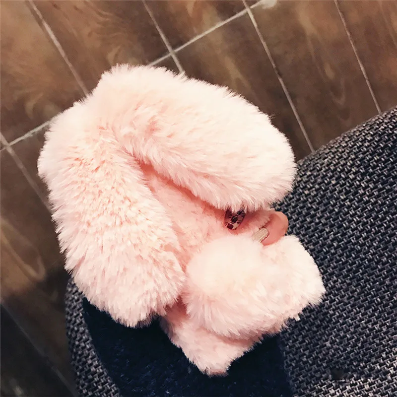 For Sumsung Galaxy S10 S9 S8 Plus S7 S6 edge Note8 Note9 Soft TPU 3D Cute Rabbit Etui Hairy Warm Fur Doll Rhinestone Plush Cases |