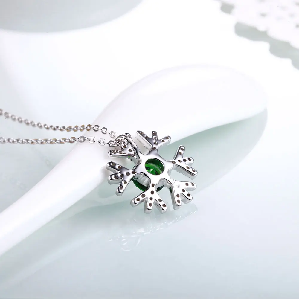 DOUBLE R классика снежинка созданная изумрудом подвески настоящее Твердое Серебро