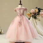 Новые платья для девочек с цветами для свадьбы платье Золушки для девочек детское платье принцессы для первого причастия