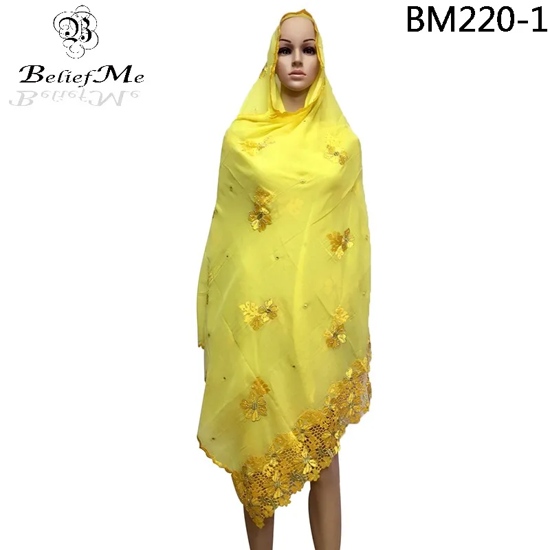 2019 Новое поступление бирюзовый шарф Мусульманский Хиджаб вышивка большой