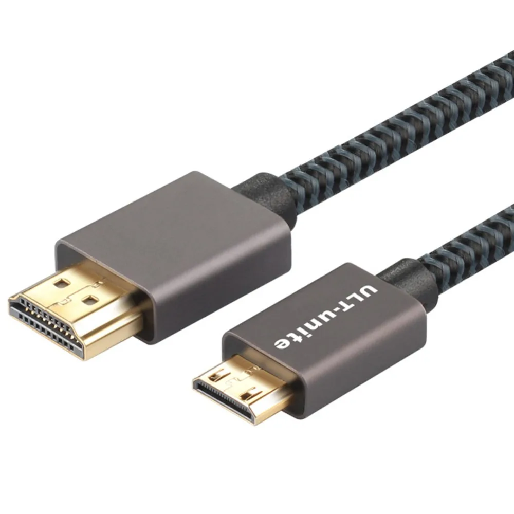 Супер тонкий нейлоновый Плетеный высокоскоростной 21-гбит/с Mini HDMI (C Male) к A Male