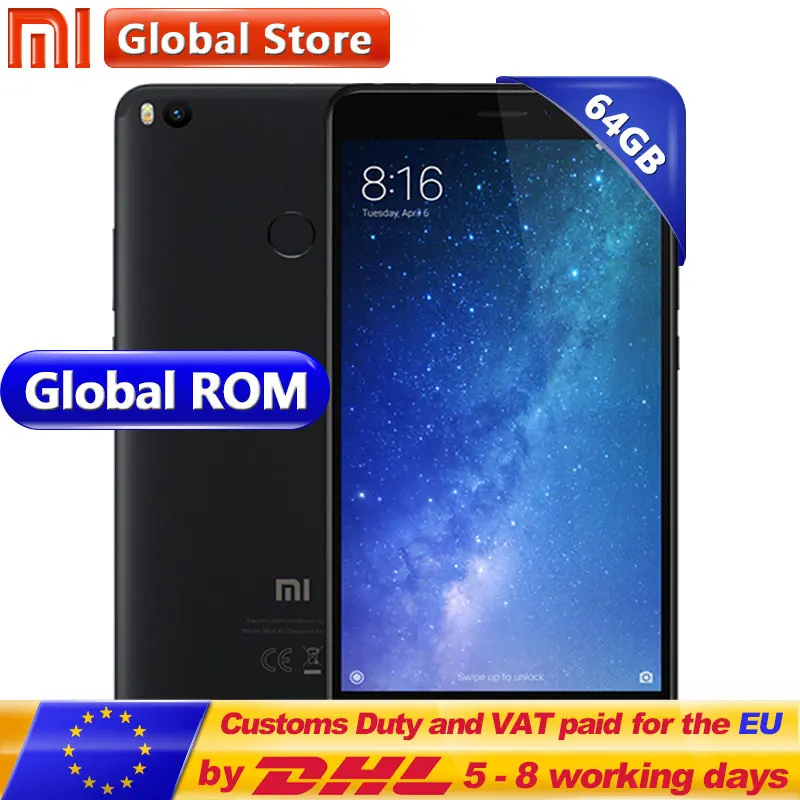 Оригинальный Xiaomi Mi Max 2 Max2 4 ГБ 64 мобильный телефон Snapdragon S625 Восьмиядерный 12.0MP