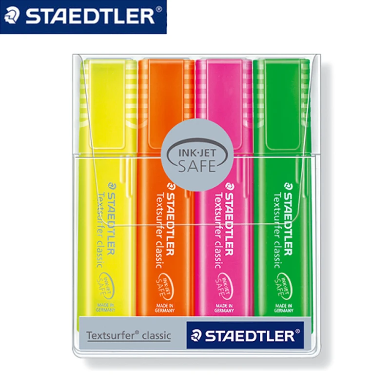 Популярные маркеры STAEDTLER 364 PWP4 ярких цветов с наклонным кончиком флуоресцентные