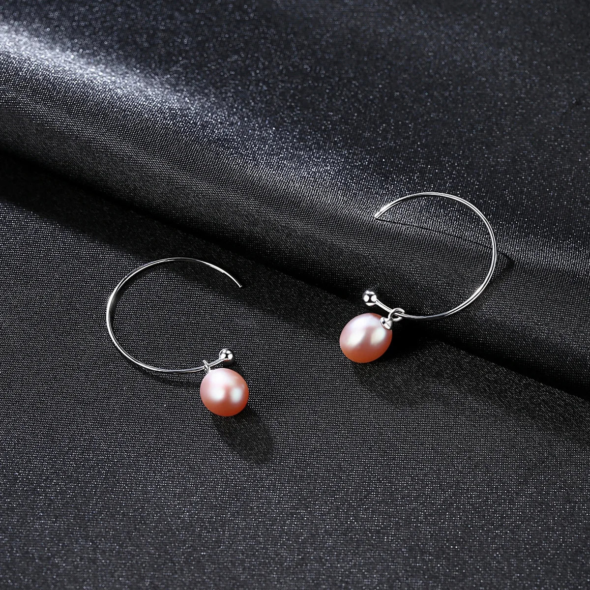 LANCAI 925 Sterling Silver Pearl Earrings Simple Design Natural Freshwater Big Hoop for Women Fine Jewelry Gift | Украшения и