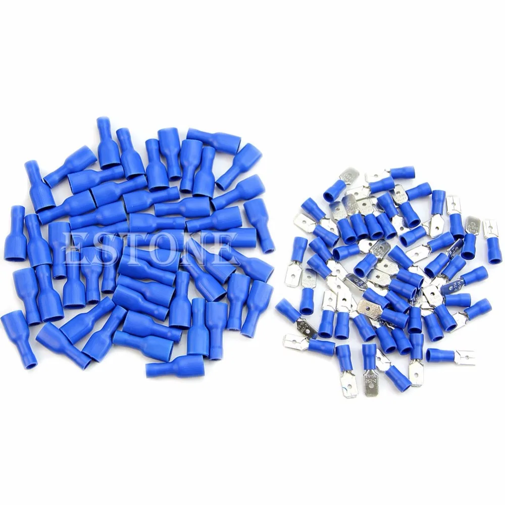 New 100pcs Insulated Spade Electrical Crimp Wire Cable Connector Terminal Kit dropshipping new 100pcs insulated spade electrical crimp wire cable connector terminal kit