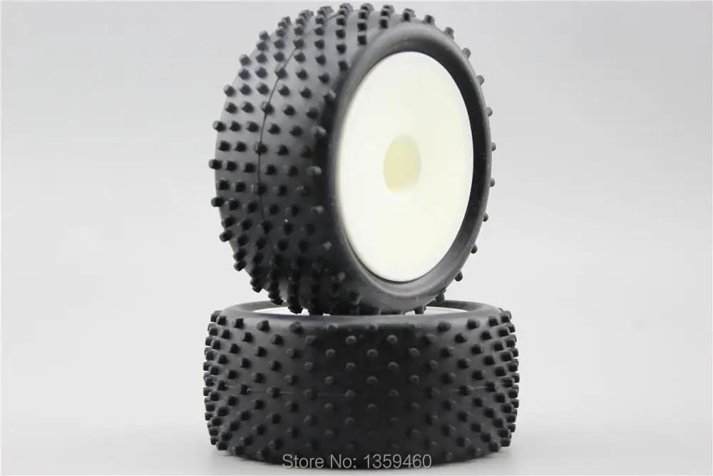 4pcs 1/10 Buggy Off Road Tire Tyre Cylinder Front&ampRear Dish White Wheel Rim Fit for 1:10 4WD Car 25024+27005 | Игрушки и хобби