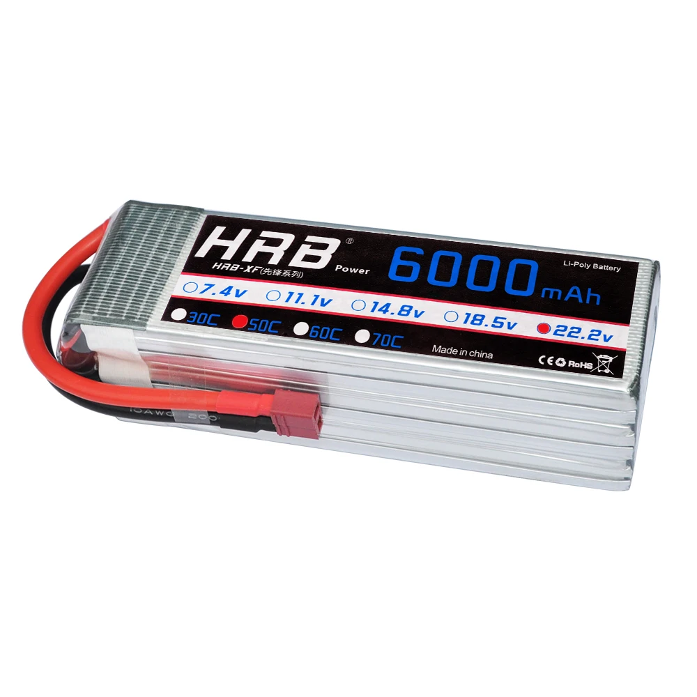 

HRB Lipo Battery 6S 22.2V 6000mAh 50C Max 100C for RC Drone FPV UAV Helicopter Quadcopter Aircraft RC Batteria Akku