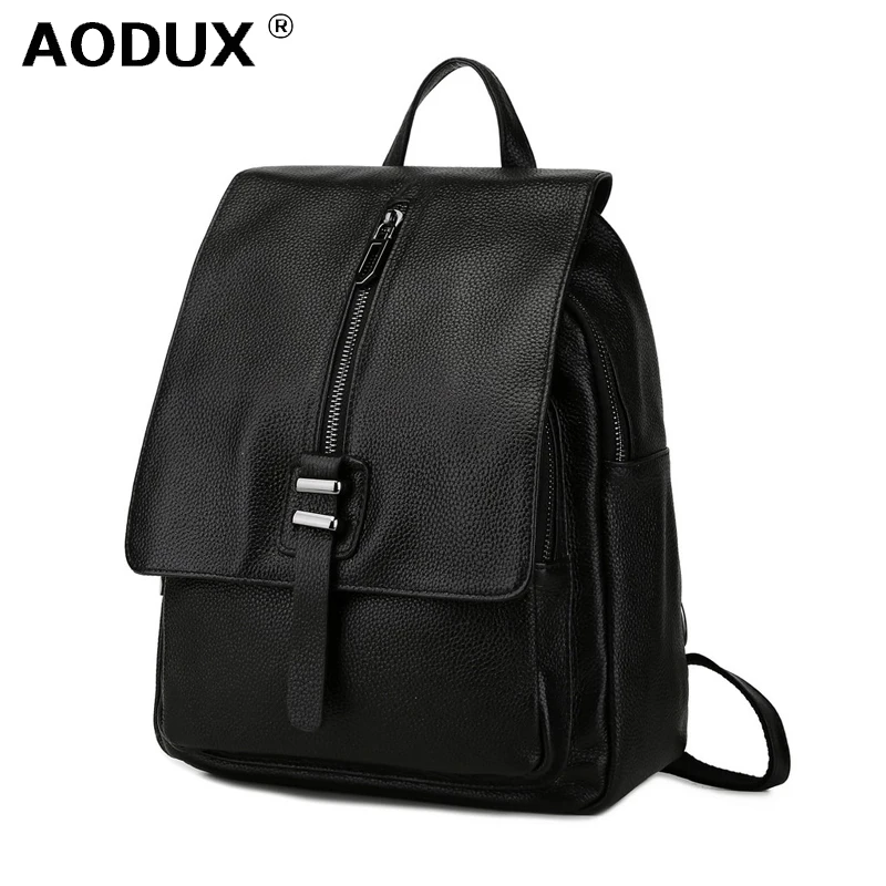 

AODUX Fashion Genuine Cow Leather Women's Backpacks Ladies Backpack First Layer Cow Leather Top Layer Cowhide Bags Mochila Purse