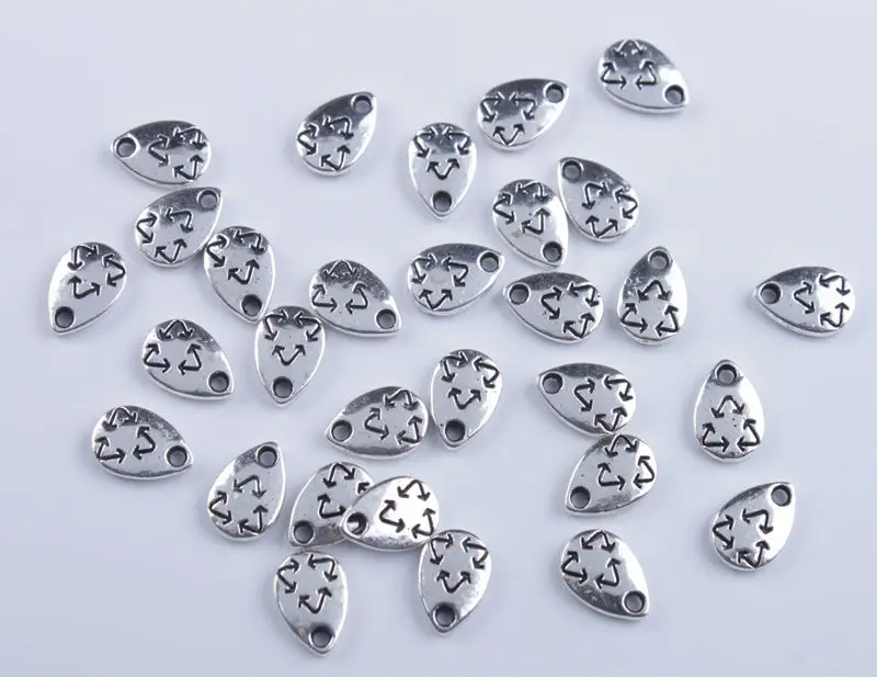 100 шт. Антикварные Серебряные Подвески с символами переработки 10x7 мм #91113|silver charm
