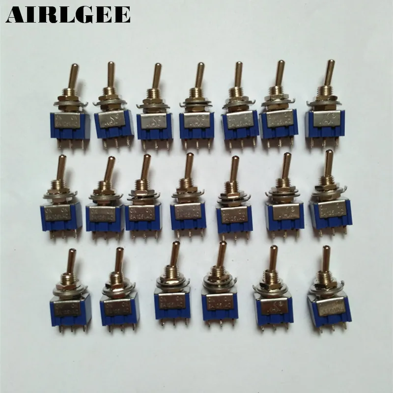20 шт./лот MTS 102 SPDT Миниатюрный тумблер 2 положения ВКЛ./вкл. 3Pin 6A 125VAC/3A 250VAC Бесплатная