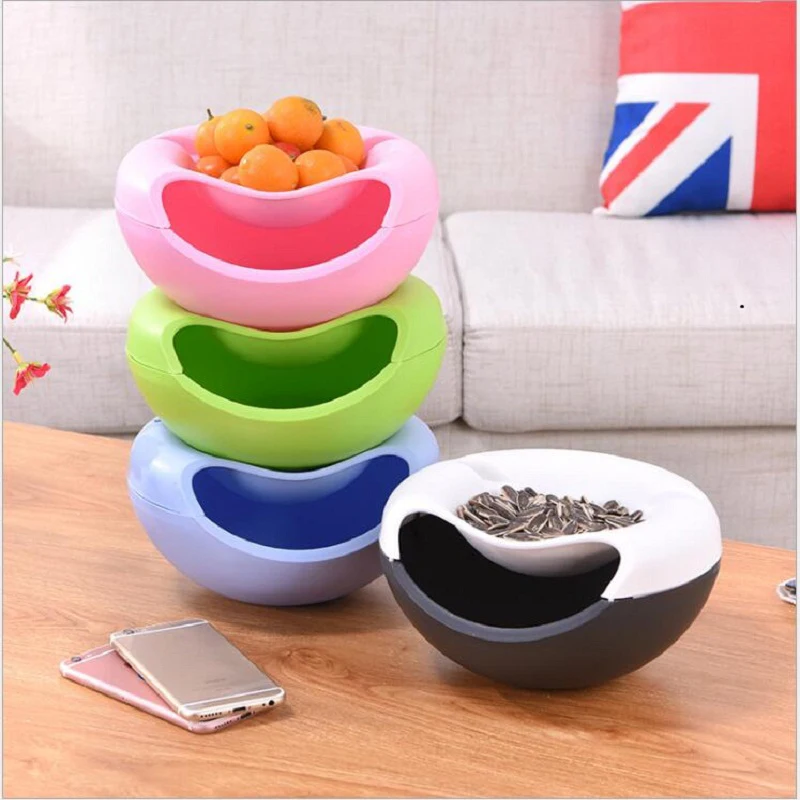 1PC New Multifunctional Plastic Double Layer Dry Fruit Containers Snacks Seeds Storage Box Garbage Holder Plate Dish Organizer | Дом и сад