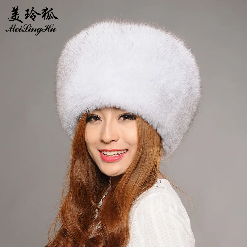New 2017 Real Fox Fur Winter Hat for Women Fahsion Solid Genuine Natural Fur Thick Female Cap Men's Hat Warm Beanies Cap