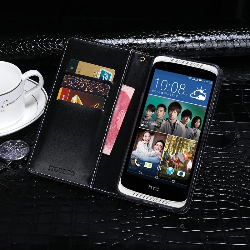 Itgoogo для htc Desire 526G + чехол Роскошный кожаный флип защитная задняя крышка-чехол