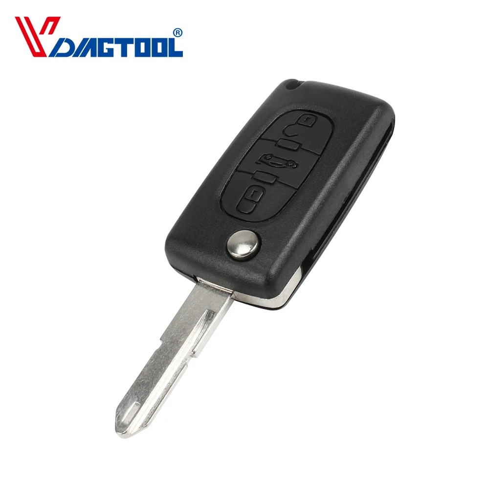 VDIAGTOOL Flip Folding Car Key Case 3 Buttons Shell Blank Fob For Peugeot 206 with battery place(CE0536) | Автомобили и мотоциклы