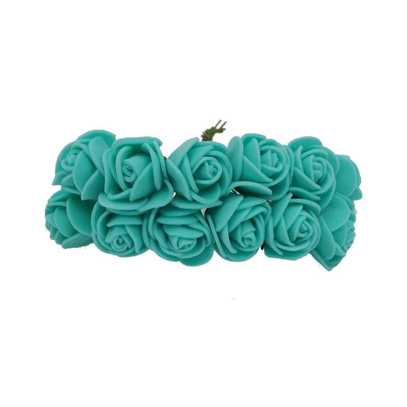 teal 72 шт., 2 см, искусственные Искусственные цветы из пенопласта, многоцветные розы, свадебные украшения, скрапбукинг, искусственные красивые цветы - Цвет: teal