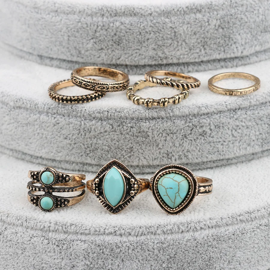Роскошные кольца 8 шт./компл. богемные ювелирные изделия покрытые антикварным