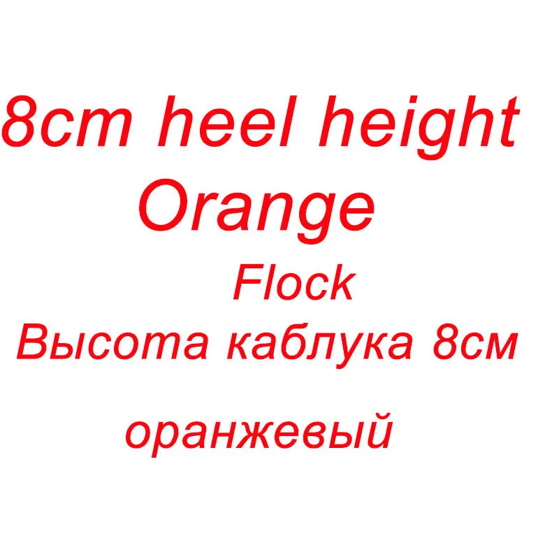 8cm Heel OrangeFlock GENSHUO босоножки; классическая женская обувь с открытым носком; sandalias mujer; коллекция года; Zapatos de Mujer; обувь на высоком каблуке; большие размеры; цвет черный, белый, красный - Цвет: 8cm Heel OrangeFlock