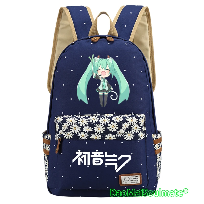 Dark Blue 6 Музыкальная девушка аниме рюкзак Хацунэ Мику девушки школьные сумки ноутбук рюкзаки мультфильм рюкзак студентов детей плечо рюкзак - Цвет: Dark Blue 6