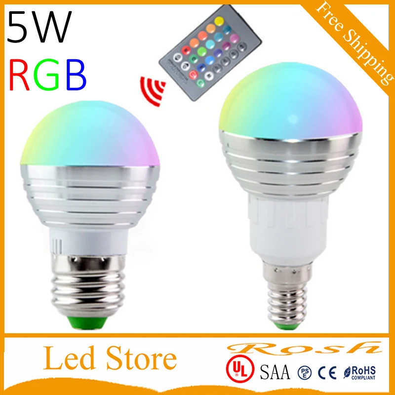 Рождественское Освещение E27 E14 GU10 5 Вт RGB Светодиодная лампа 90 в 260 16 цветов с