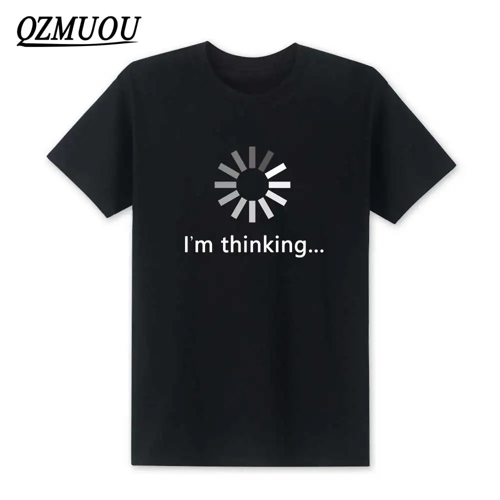 Новинка 2020 Мужская футболка с забавным принтом I'm thinking круглым вырезом топы