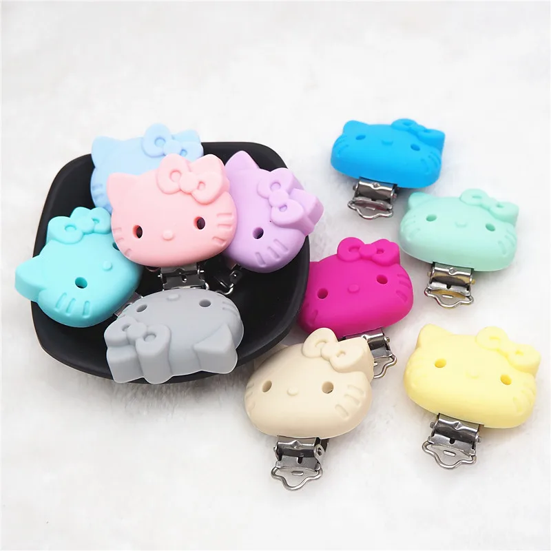 Chengkai 10 шт. силиконовые hello kitty грызунок с котом зажимы DIY Детские пустышки пустышка животное пустышка для младенца игрушка цепи клипсы BPA бесплатно