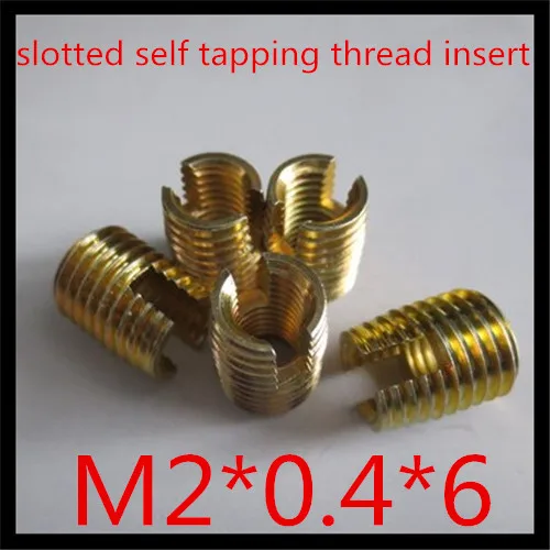 

100pcs/lot high quality factory direct steel with zinc plated slotted self tapping thread insert m2*0.4*6