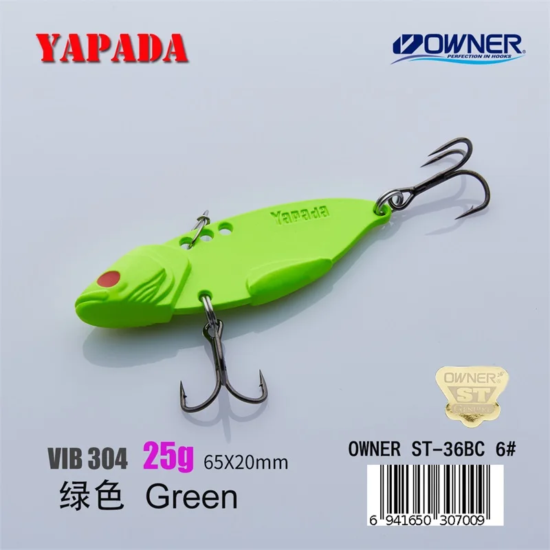 Green 25g YAPADA VIB 304 стальной батальон 20 г/25 г 62-65 мм владелец тройной крючок перо многоцветный цинковый сплав Металл VIB рыболовные приманки бас - Цвет: Green 25g