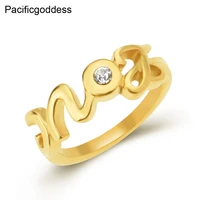 pacificgoddess18k gold plated love rings with fine zircon trendy stainless steel jewelry for lovers gift