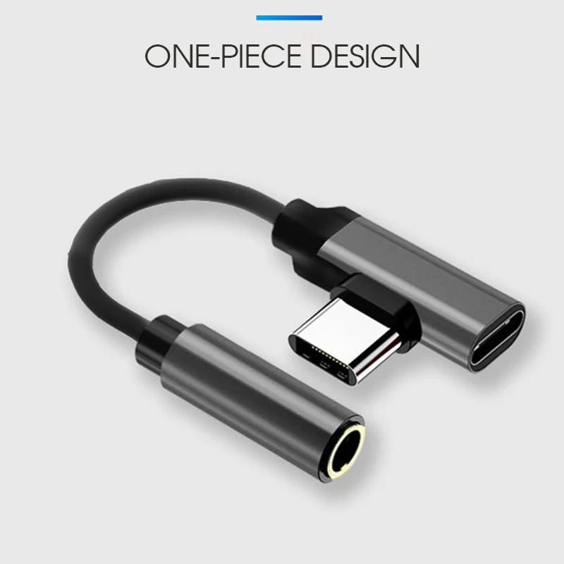 Аудиоадаптер 2 в 1 с USB C на 3 5 мм AUX для Oneplus 6T Type конвертер наушников зарядный кабель