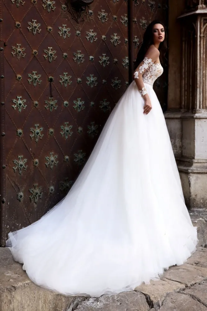 Vivian's Bridal 2019 Пышное многослойное Тюлевое ТРАПЕЦИЕВИДНОЕ свадебное платье