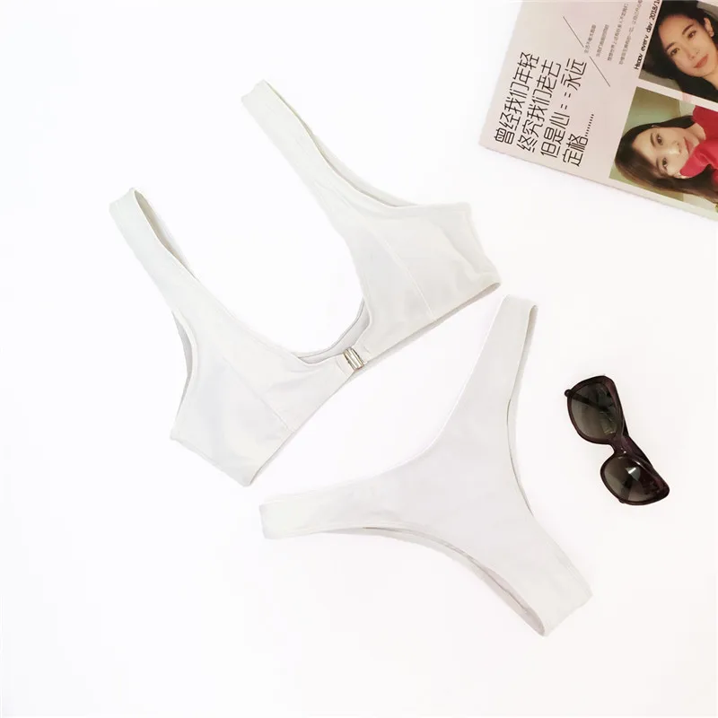 

2019 New Sexy Women Swimsuits Sport Pure color Bikini Swimwear Brazilian Bikini Set Bathing Suits Swim Wear S-L
