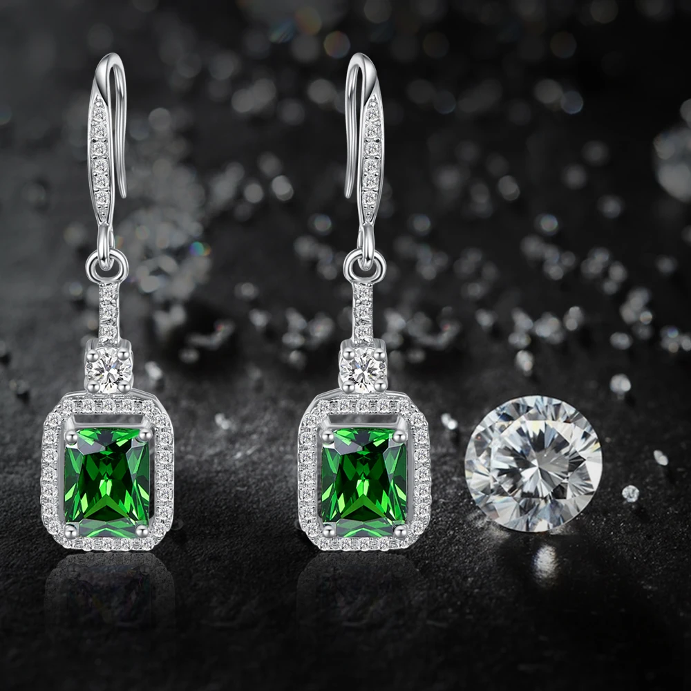 Женские серьги из серебра 925 пробы с изумрудом и белым топазом|fine jewelry|earrings forearrings