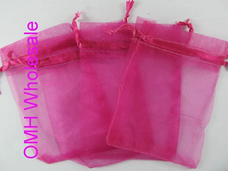 Розово-красный OMH wholesale100pcs 7x9 см 25 женская обувь разных цветов в красивом китайском вуаль Рождество/свадебный подарок, сумки из органзы, Ювелирная Подарочная сумка BZ04 - Цвет: Розово-красный
