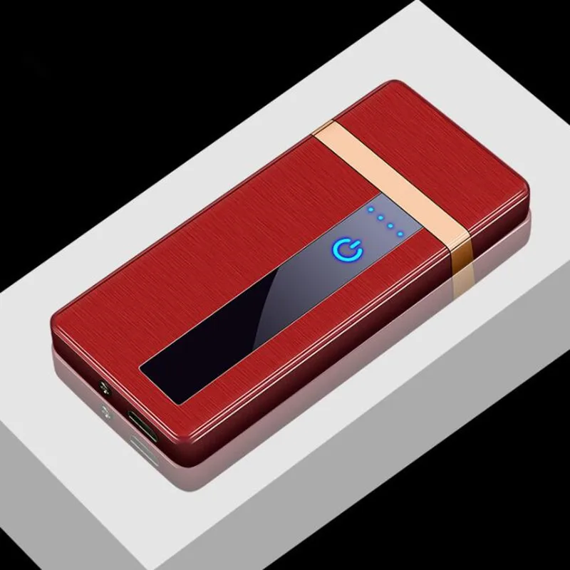 Новая сигарета с зарядкой от USB Электронная зажигалка сенсорный переключатель ветрозащитная Зажигалка перезаряжаемая электрическая зажигалка для курения - Цвет: silver