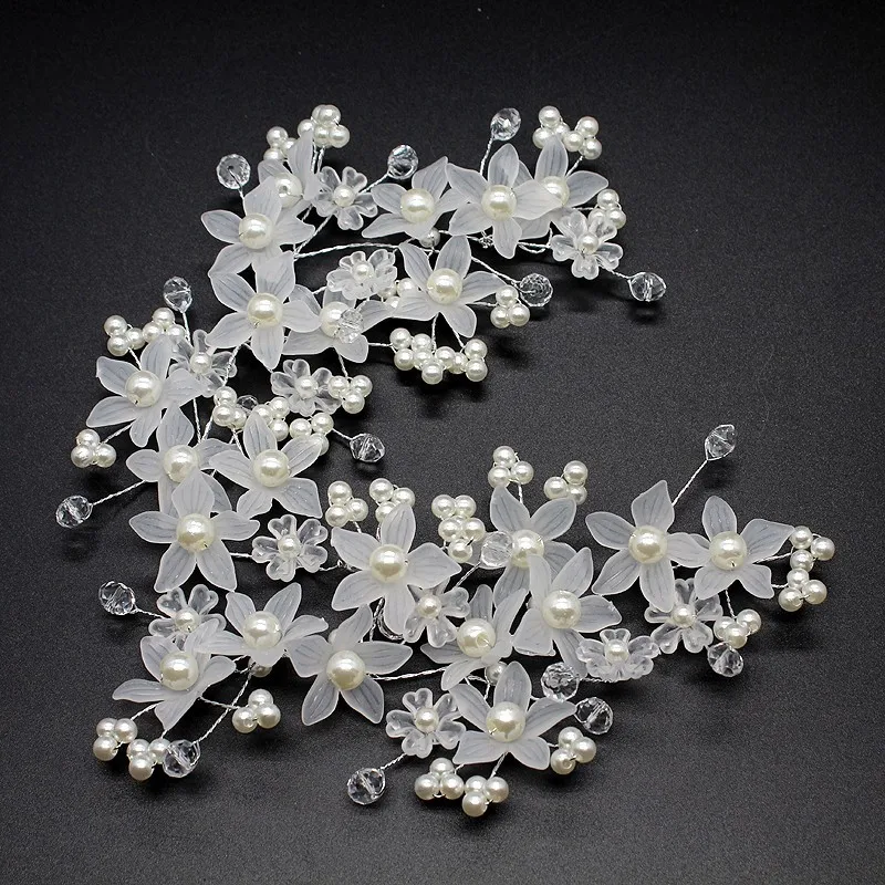 Ручная работа платье для подружки невесты с белыми бусинами украшения волос