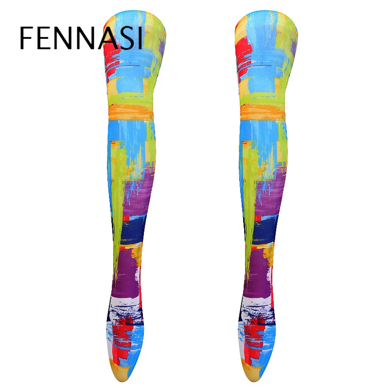FENNASI Хэллоуин женские красочные печати плотные чулки дамы Косплей