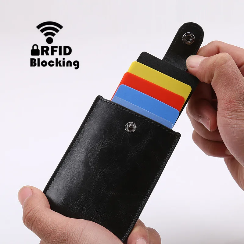 2019 Новый тонкий кошелек RFID защита ID держатель для кредитных карт s PU кожаный