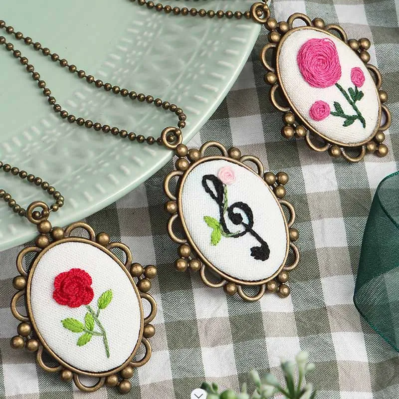 Necklace Earring Embroidery Kits Needlework Flower DIY Cross Stitch Sets with Hoop Handmade Swing Craft Creative Gift Unfinished | Дом и сад