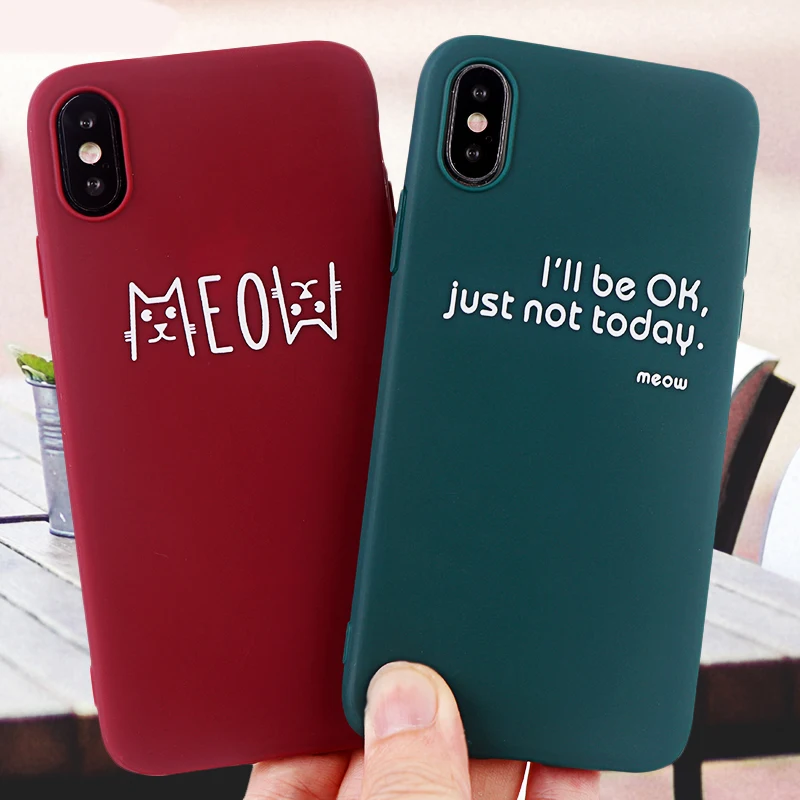 Fashion MEOW Phone Cases for IPhone X XS MAX XR 8 7 6 s Plus Case Letter Soft Silicone Fitted Mobile Covers Accessories |