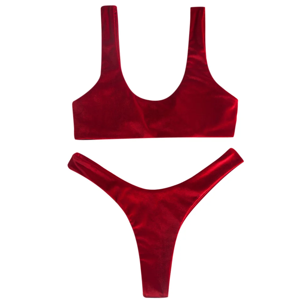 ZAFUL летний сексуальный купальник с завязками спереди бархатный комплект бикини