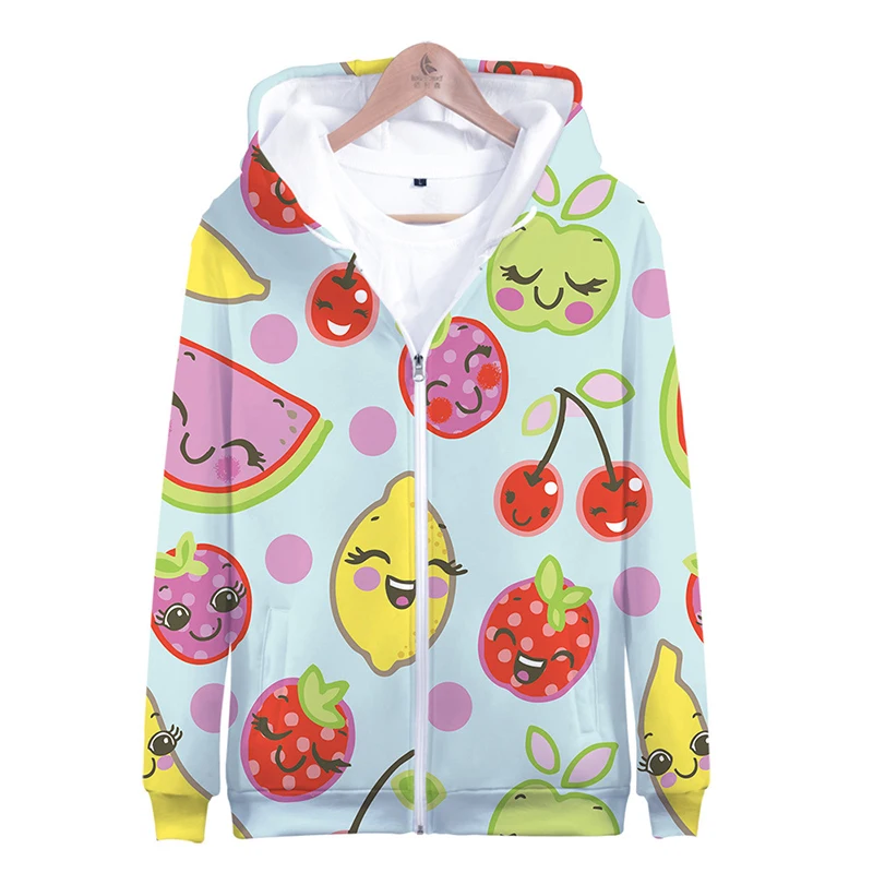 

Spring Autumn 3d Print Fruit Fashion Kawaii Men Women Zipper Hoodies Jacket Tops Casual Long Sleeve Zip Up 3D Hooded Sweatshirts
