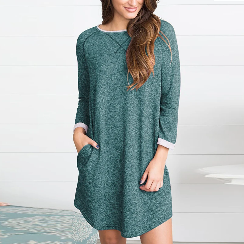 Выглядят как матовые 2018 новые зимние женские платья-Свитера повседневные