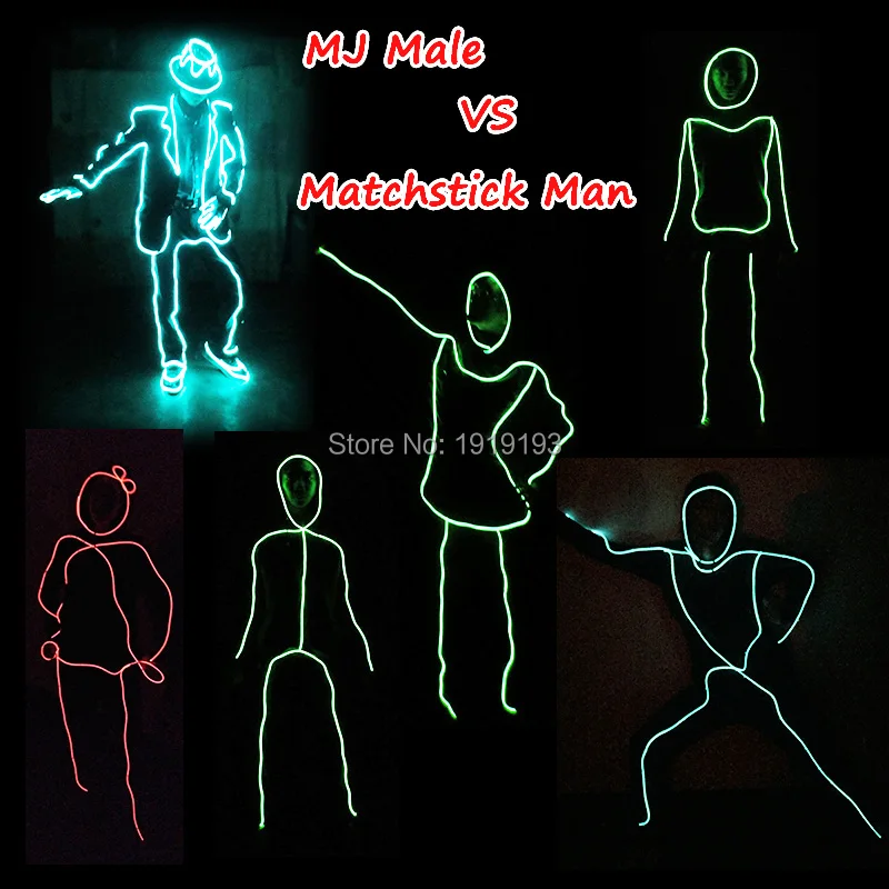 10 цветов на выбор DIY Стиль спичечная палочка красивый LED танцевальный костюм EL wire