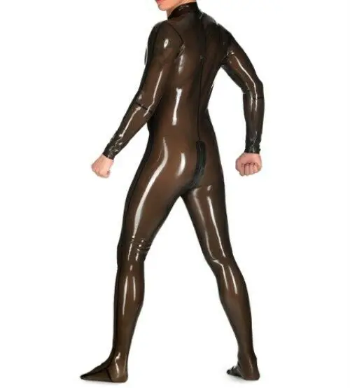 

Latexanzug Sexy Uniform Catsuit Suit Latex Gummi Wetlook Coffee0.4mm S-XXL