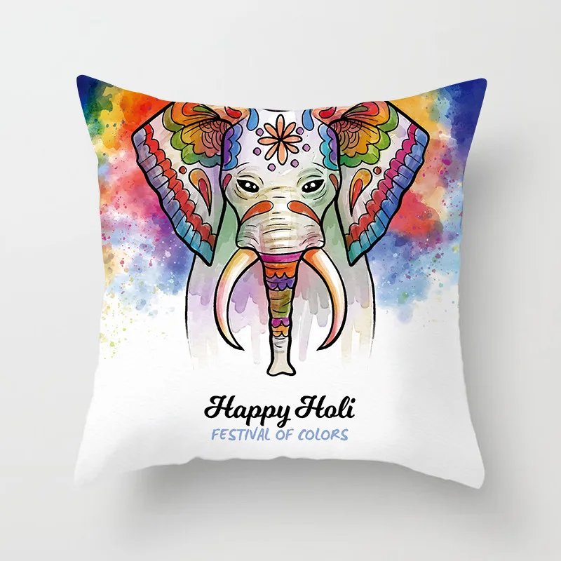 Красочный Стильный чехол для подушки Fuwatacchi Happy Holi радужная подушка в виде слона