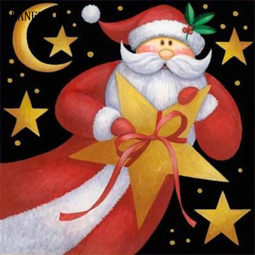 5D diy round Diamond Painting Santa Claus stars Cross Stitch Embroidery kits Mosaic home Decorative drill | Дом и сад