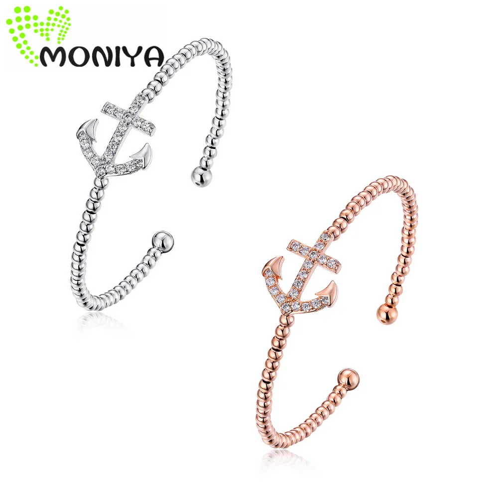 Moniya Trendy Steel Color/ Rose Gold Color Alloy open cuff bangle For Women Girls Friends Gift HKH536 | Украшения и аксессуары