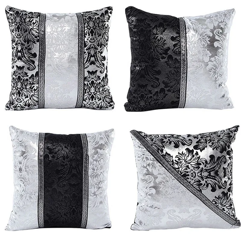 

Imixlot 45*45cm Black White Splice Pillow Cover Painted Flowers Super Pillow Cover Pillow Case Home Decorative Craft