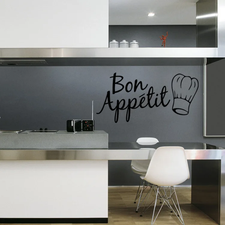 Кухня украшения Bon Appetit Еда с шляпа стены виниловые наклейки DIY Adesivo де Паредес
